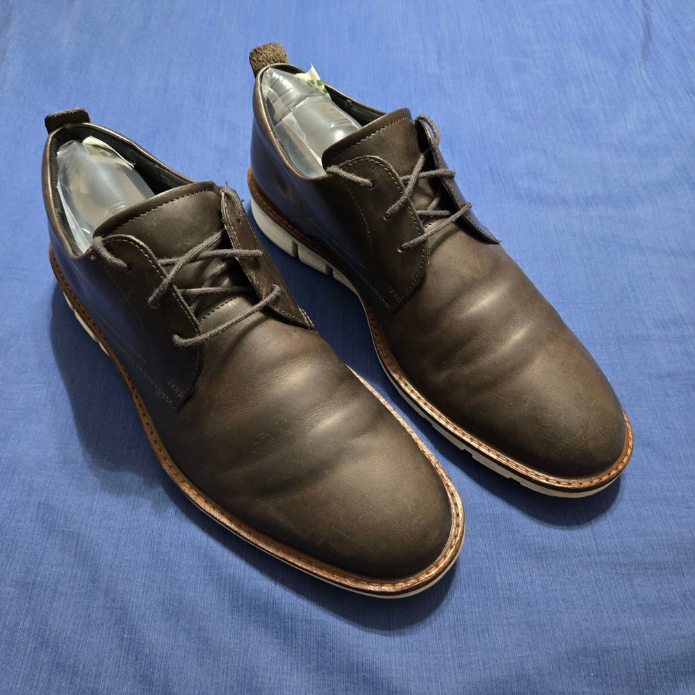 ECCO Kyle Derby Shoes Mens 44 Brown Leather Good Hybrid Dress Sneaker Comfort